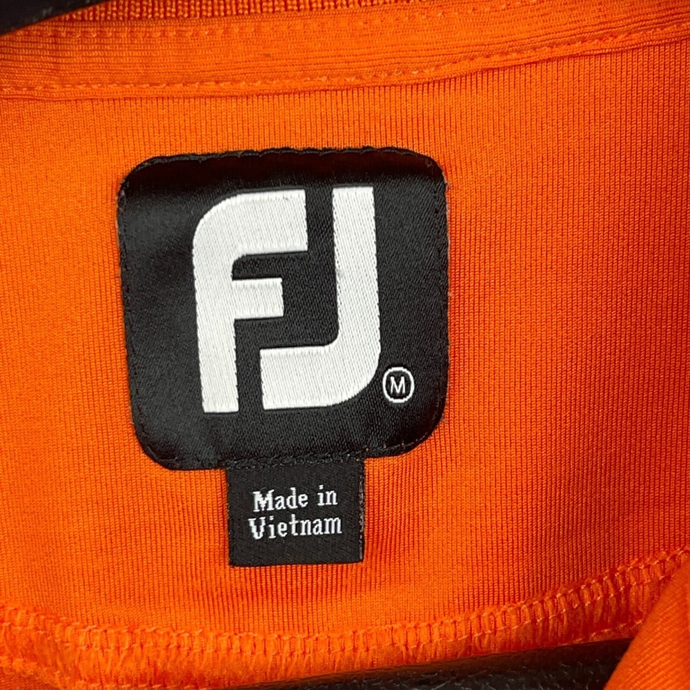 FootJoy x Pound Ridge Golf Polo Mens M Performance Quick Dry Orange Striped FJ - Picture 2 of 6